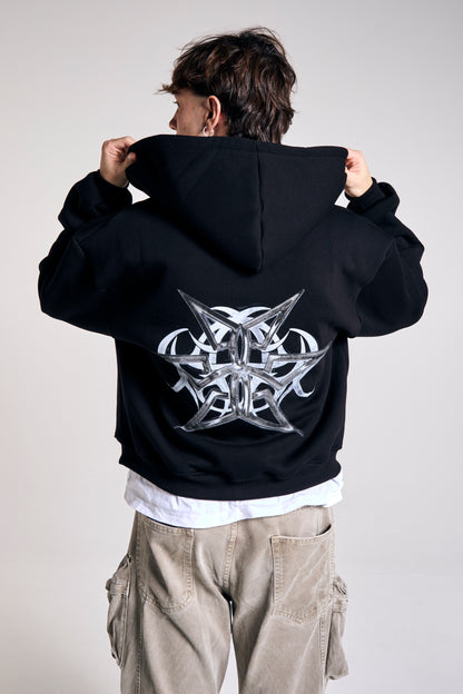 STOLEN HEART ZIP HOODIE BLACK